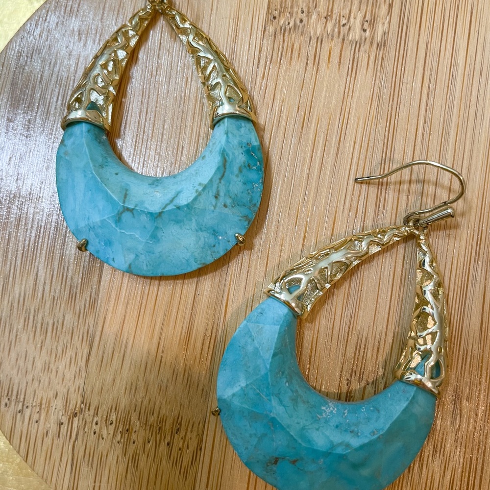 Kendra Scott Turquoise + Gold Statement Earrings